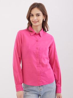 Spykar - Luminous Pink Regular Fit Casual Shirt