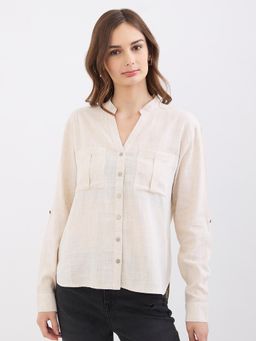 Spykar - Ecru Loose Fit Casual Shirt
