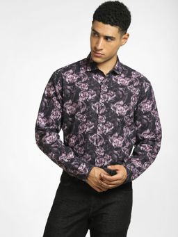 Jack & Jones - Purple Floral Print Full Sleeves Shirt