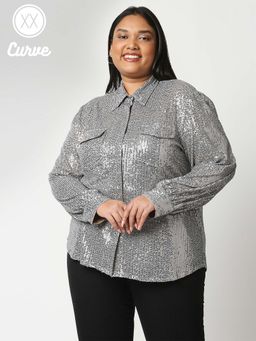 Twenty Dresses by Nykaa Fashion - Curve Grey Fade Into Grey Shirt