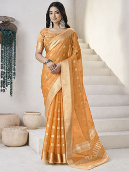 SATRANI - Gold Woven Tissue Handloom Saree with Unstitched Blouse