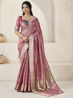 SATRANI - Mauve Woven Silk Handloom Saree with Unstitched Blouse