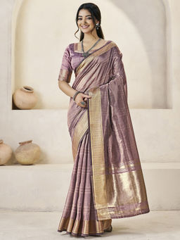 SATRANI - Lavender Woven Silk Handloom Saree with Unstitched Blouse