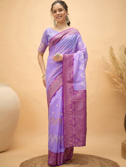 SATRANI - Lavender Woven Silk Handloom Saree with Unstitched Blouse
