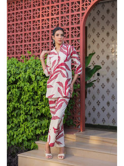 Jisora - Women's Off-White Printed Cotton Co-Ord Set