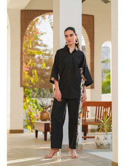 Jisora - Women's Black Printed Cotton Co-Ord Set