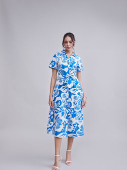 Style Island - Madeline Bloom Dress with Attached Tie Belt At Waist