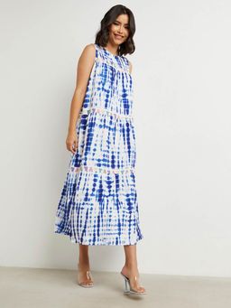 Styli - Blue Tie And Dye Sleeveless Maxi Dress