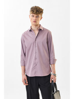 Snitch - Men Mauve Solid Full Sleeves Slim Formal Shirt