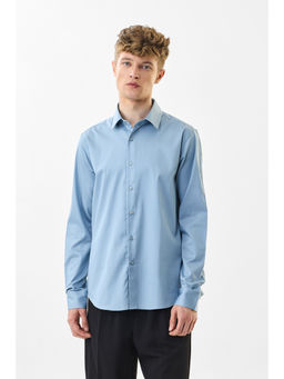 Snitch - Men Sky Blue Solid Full Sleeves Slim Formal Shirt