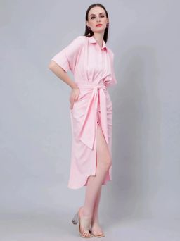 ANNY - Pink Solid A-Line Maxi Dress