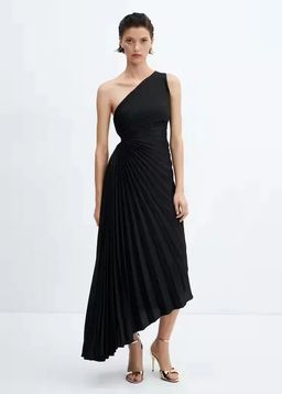 ANNY - Black Solid A-Line Maxi Dress