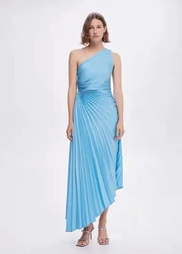 ANNY - Blue Solid A-Line Maxi Dress
