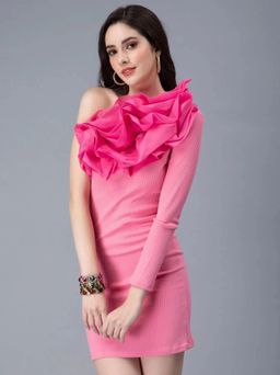 ANNY - Pink Solid Bodycon Mini Dress