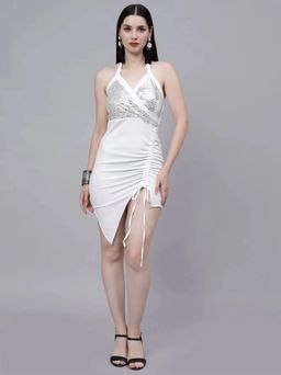 ANNY - White Embellished Bodycon Mini Dress