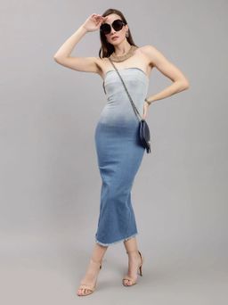ANNY - Blue Ombre Bodycon Midi Dress