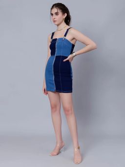 ANNY - Blue Colorblock Bodycon Mini Dress