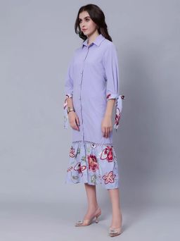 ANNY - Lavender Printed A-Line Midi Dress