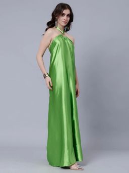 ANNY - Green Solid Flared Maxi Dress