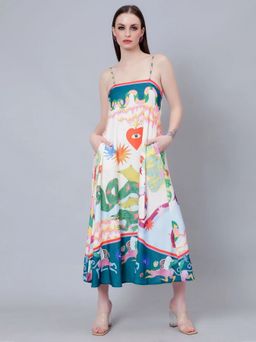 ANNY - Multi-Color Printed A-Line Midi Dress