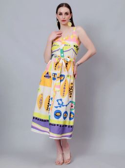 ANNY - Multi-Color Printed A-Line Midi Dress