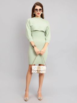 ANNY - Green Self Design Bodycon Mini Dress