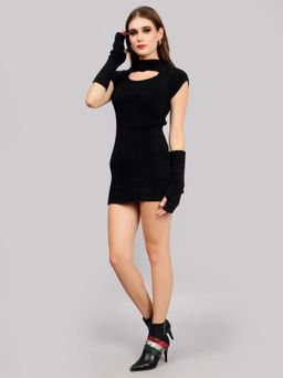 ANNY - Black Solid Bodycon Mini Dress