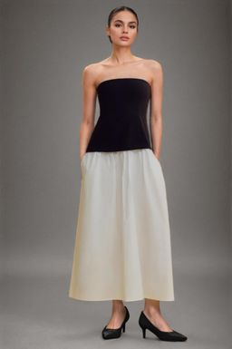 ANNY - Black Colorblock A-Line Maxi Dress