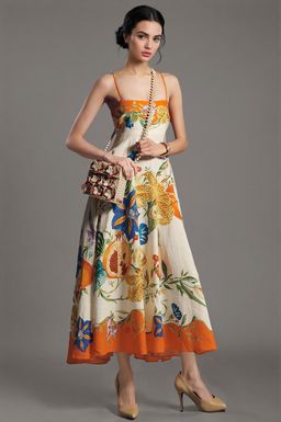 ANNY - Multi-Color Printed A-Line Midi Dress
