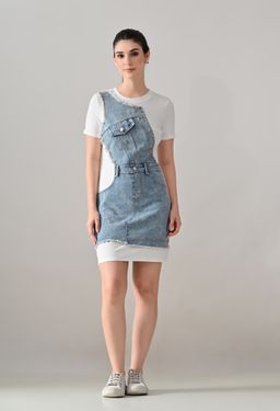ANNY - White Solid T-Shirt Mini Dress