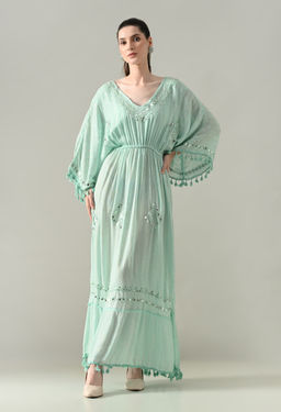 ANNY - Green Stripes Kaftan Maxi Dress
