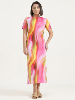 United Colors of Benetton - Multi-Color Printed A-Line Midi Dress