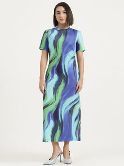 United Colors of Benetton - Multi-Color Printed A-Line Midi Dress