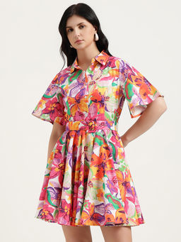 United Colors of Benetton - Multi-Color Printed A-Line Mini Dress
