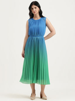United Colors of Benetton - Blue Ombre Flared Midi Dress