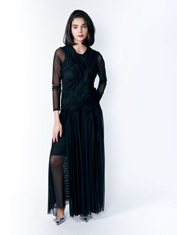 Odette - Black Braided A-Line Maxi Dress
