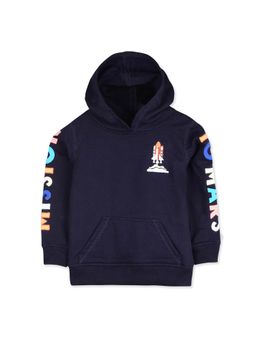 CHERRY CRUMBLE BY NITT HYMAN - Boys & Girls Navy Blue Mars Applique Hooded Sweatshirt