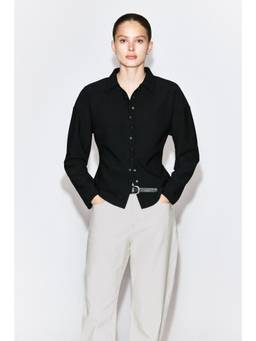 COS - WAISTED CREPE-JERSEY SHIRT