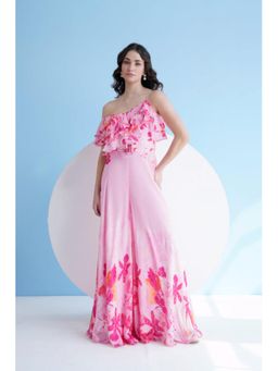 MANDIRA WIRK - Fuchsia Orchid One Shoulder Jumpsuit