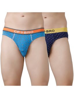 CP BRO - Printed Briefs with Exposed Waistband Value - Blue & Navy (Pack of 2)
