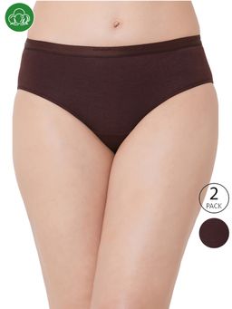 Inner Sense - Organic Cotton Antimicrobial High Waist Hipster - Brown (Pack of 2)