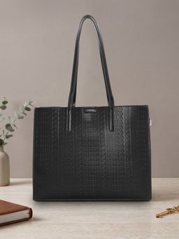 ESBEDA - Black Monogram Texture Tote Bag for Womens (L)