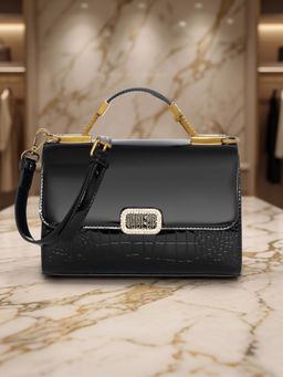 ESBEDA - Black Patent Glow Elegance Handbag for Womens (M)