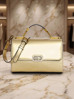 ESBEDA - Gold Patent Glow Elegance Handbag for Womens (M)