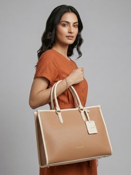 LA ELLORE - Dezy Solid Handbag Tan