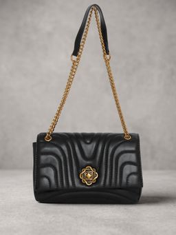 ESBEDA - Black Flowline Luxe Sling Bag for Women (M)