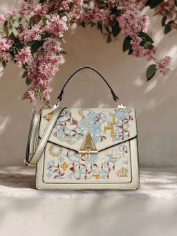 ESBEDA - Gold Heritage Embroidered Flap Sling Bag for Womens (M)