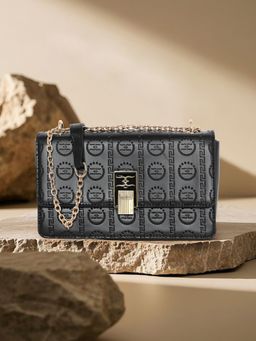 ESBEDA - Black Signature Monogram Lock Sling Bag (M)