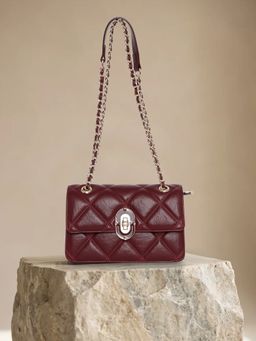 ESBEDA - Maroon Imperial Lock Crossbody Sling Bag for Womens (S)