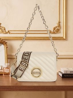 ESBEDA - Beige Chevron Quilted Mini Sling Bag for Womens (S)